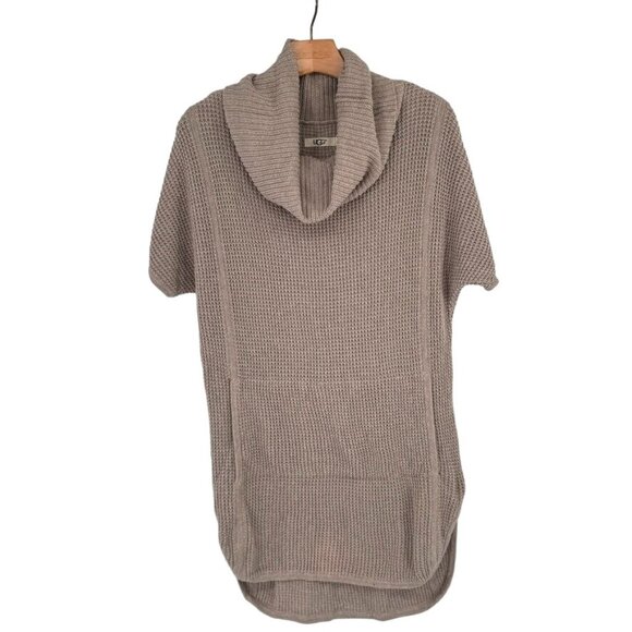 UGG Womens Selby Taupe Short Sleeve Turtleneck Sweater tunic size large cotton - Picture 3 of 13